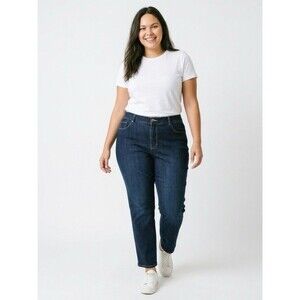 NWT Ulla Popken Mandy Dark  Denim Jeans Plus Size 26 Relaxed Straight Fit.